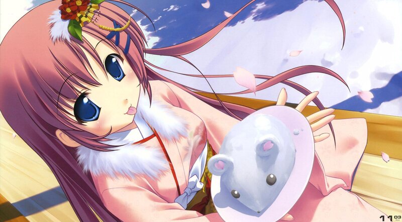 Anime girl with mouse plush