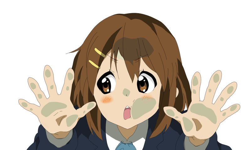 anime girl with muddy hands