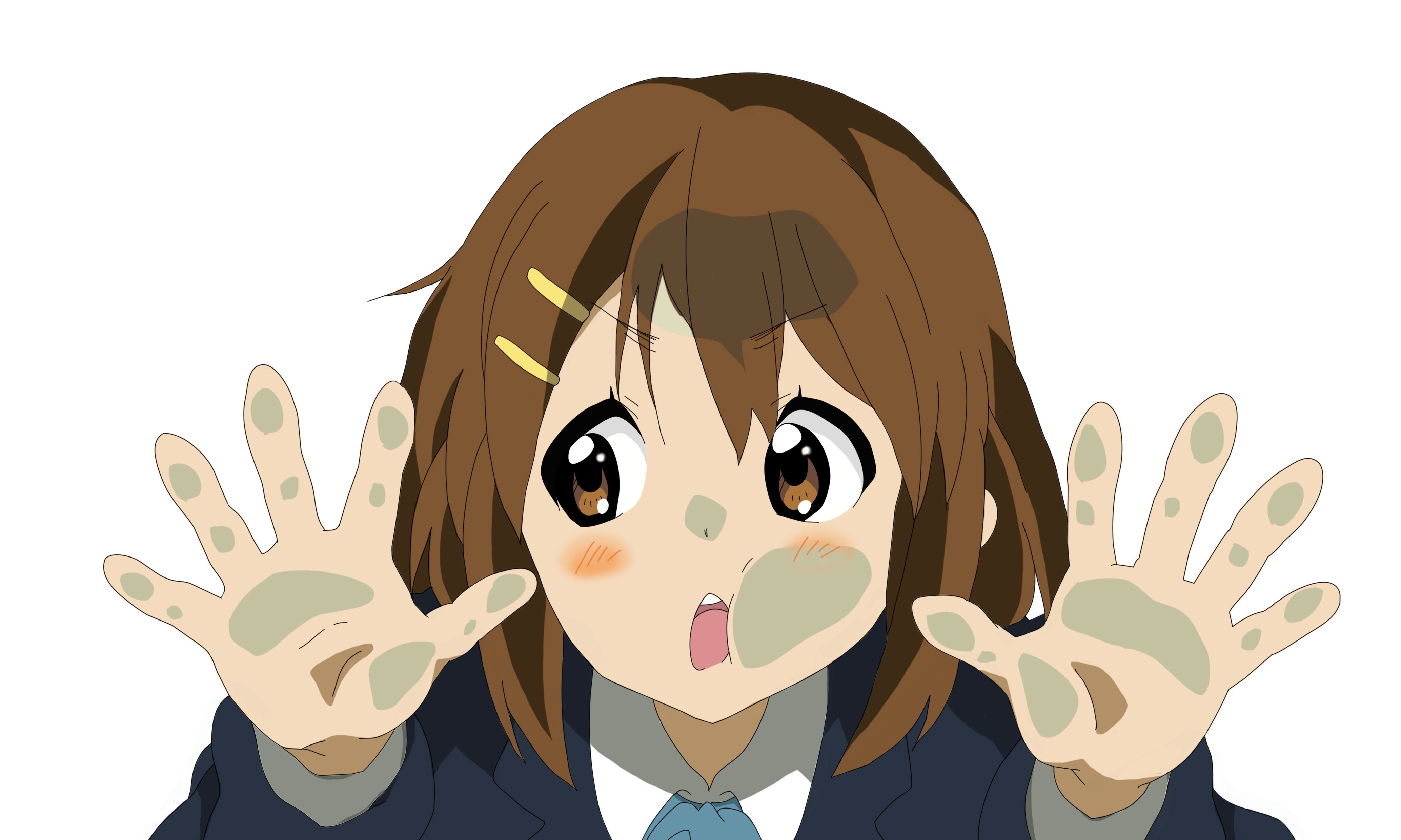 anime girl with muddy hands