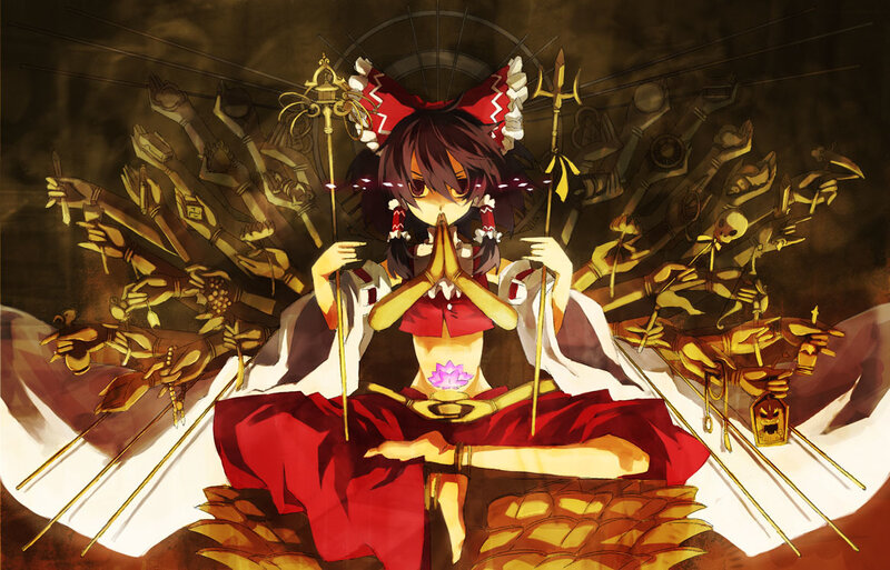 Anime Girl with Multiple Arms — Red