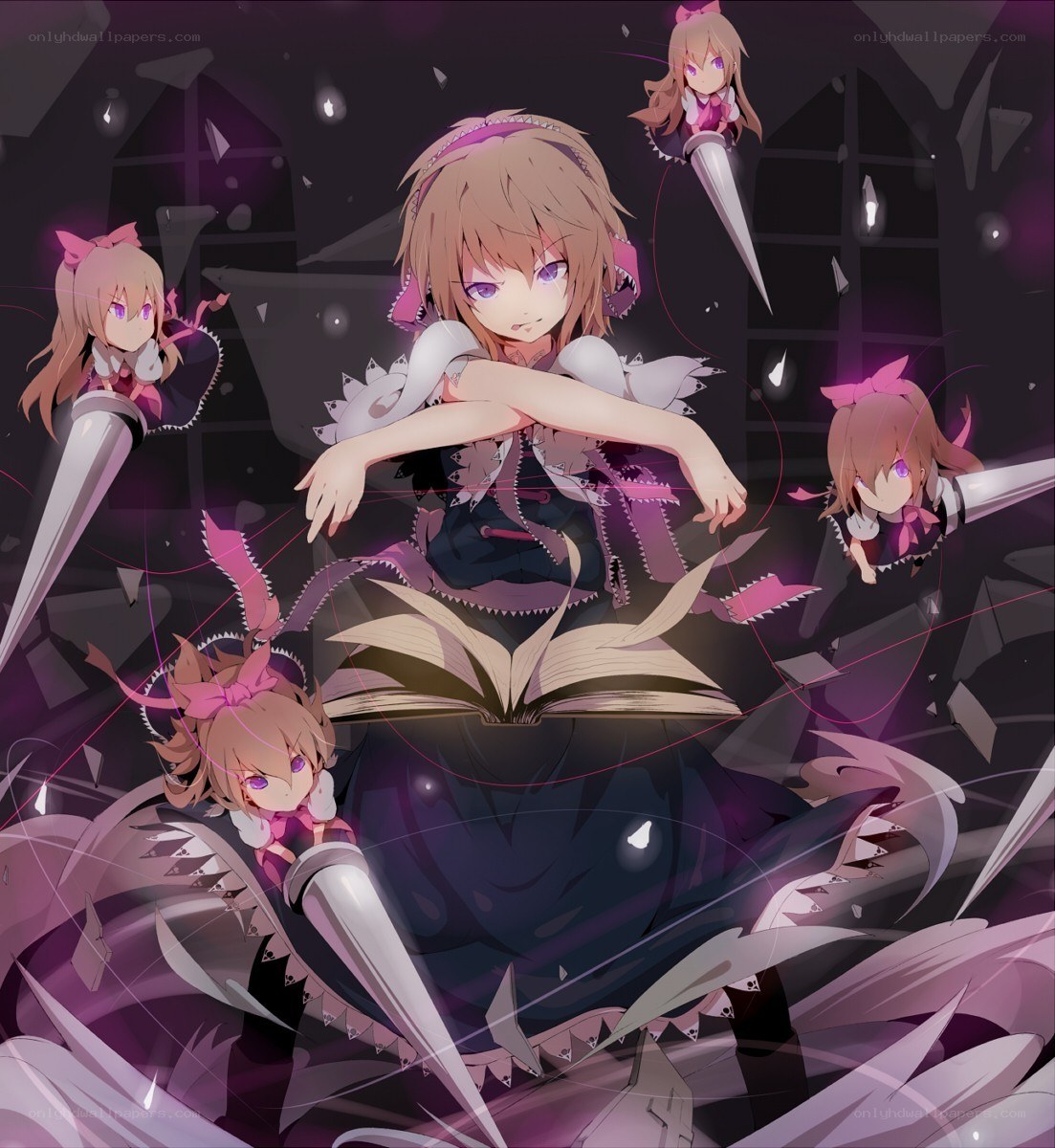 Anime girl with multiple clones