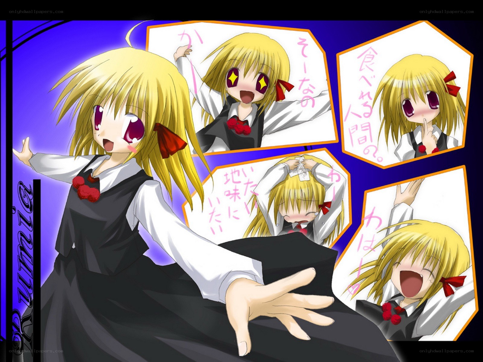 Anime girl with multiple expressions