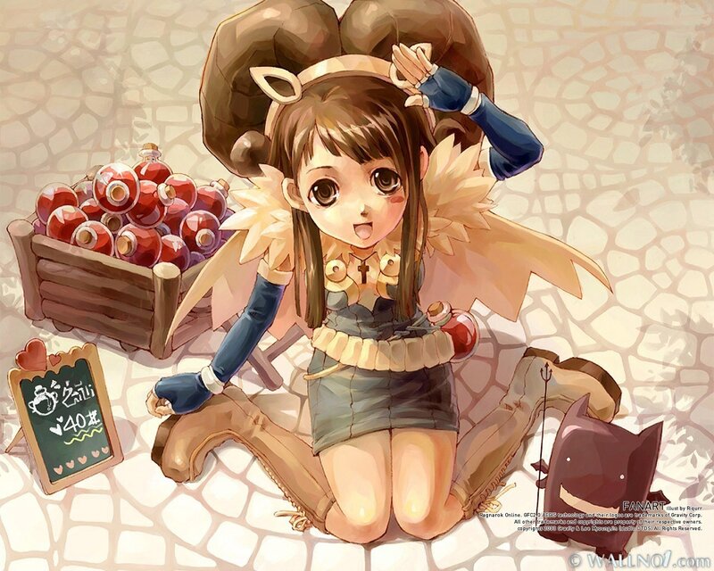 Anime Girl with Mushrooms — Brown