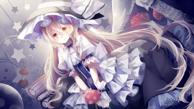 anime girl with mushrooms