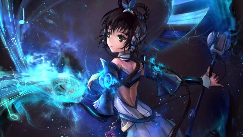 anime girl with music magic