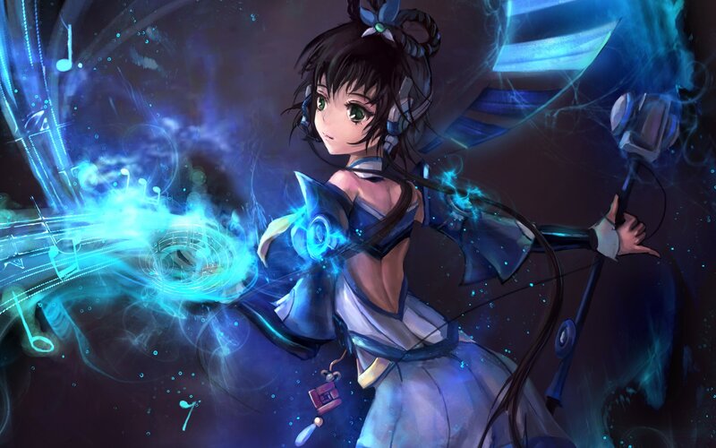 anime girl with music magic