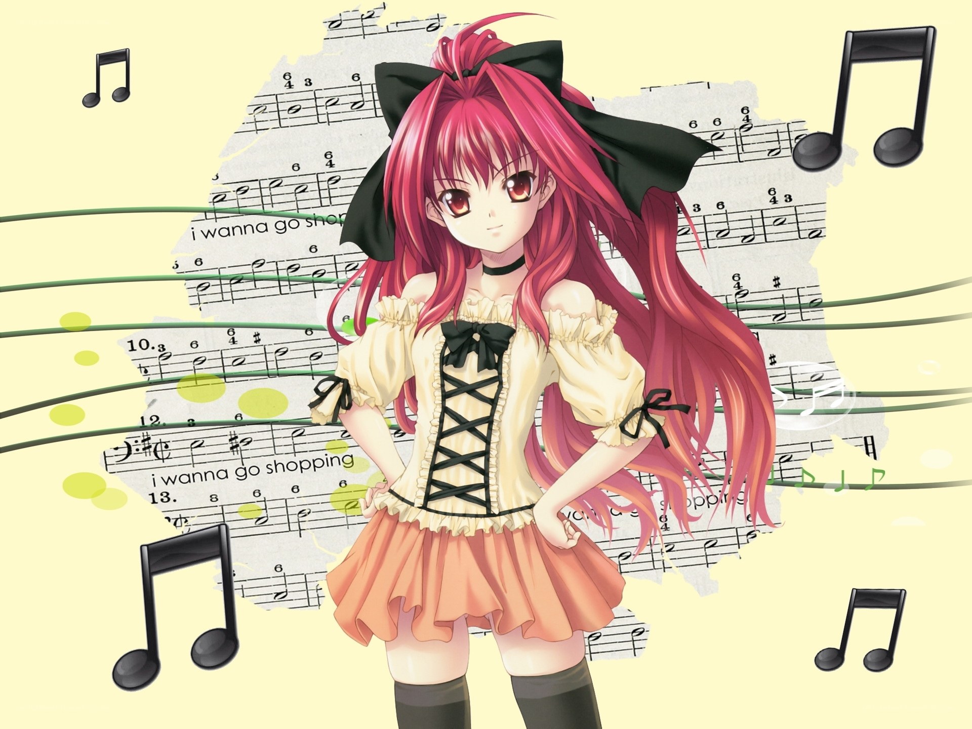 anime girl with music notes