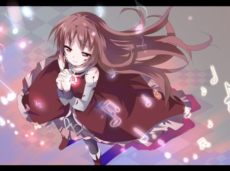 Anime girl with music notes