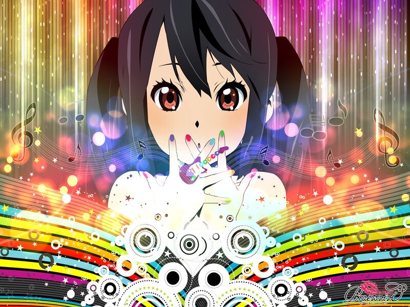 anime girl with music notes