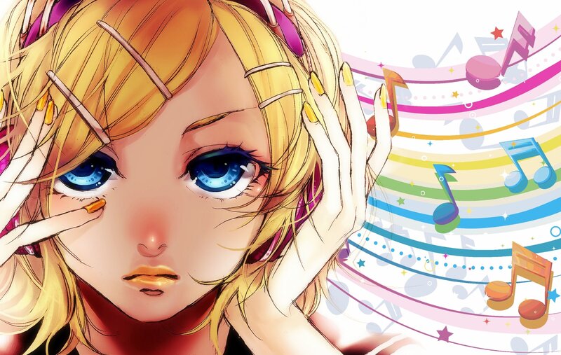 anime girl with music notes