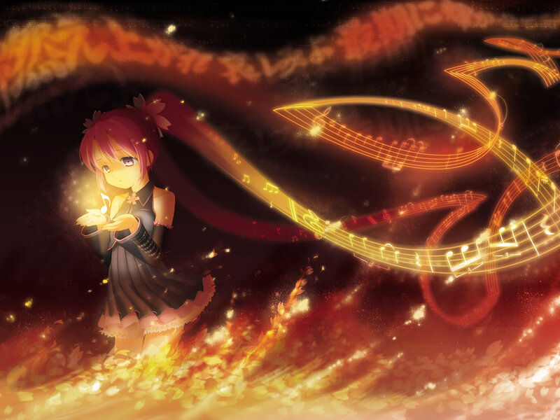 anime girl with music notes