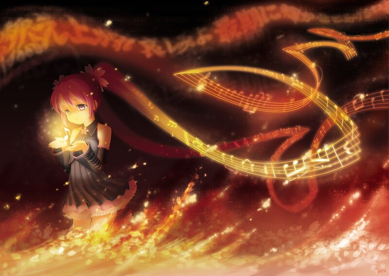 anime girl with music notes