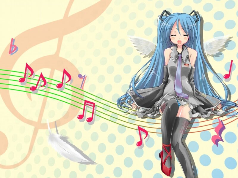 Anime girl with music notes