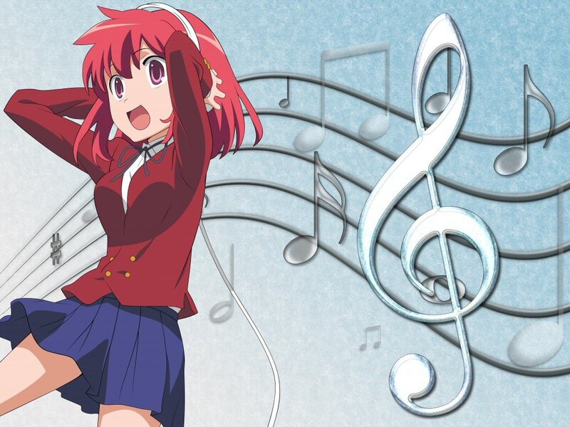 anime girl with music notes