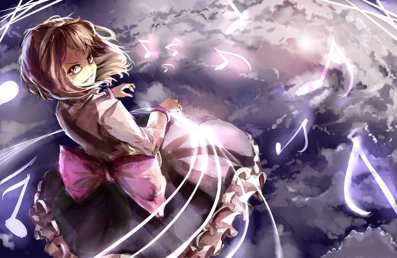 Anime Girl with Music Notes — Purple, Dramatic
