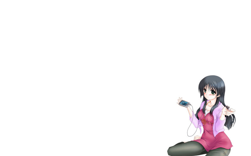 anime girl with music player