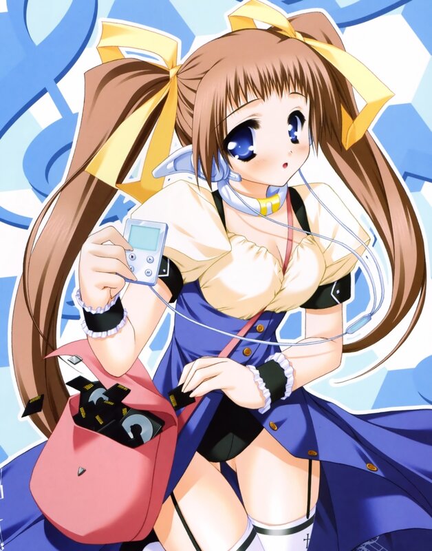 Anime girl with music player