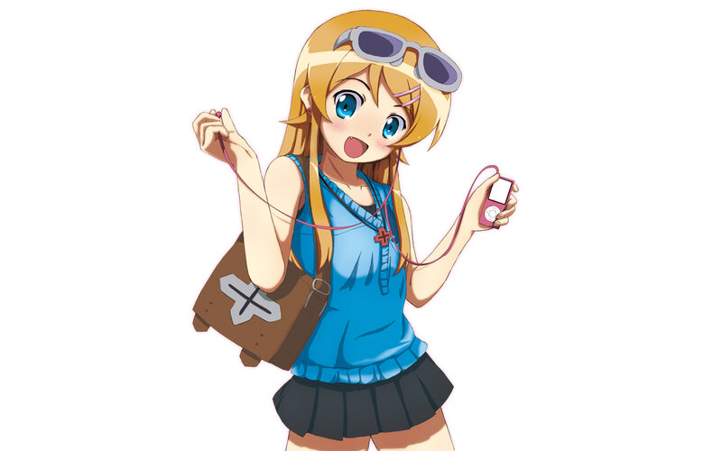 anime girl with music player