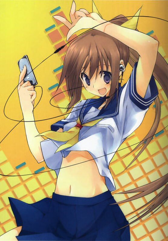 Anime girl with music player