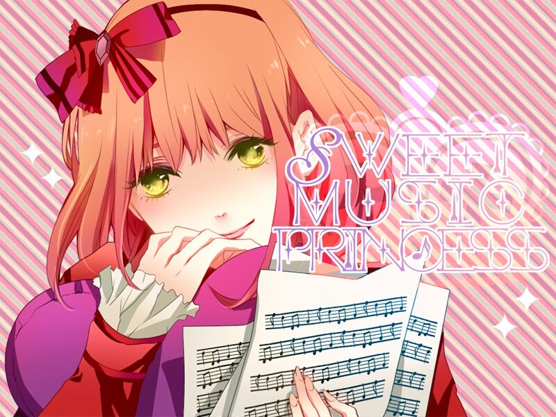 Anime Girl with Music Sheets — Pink
