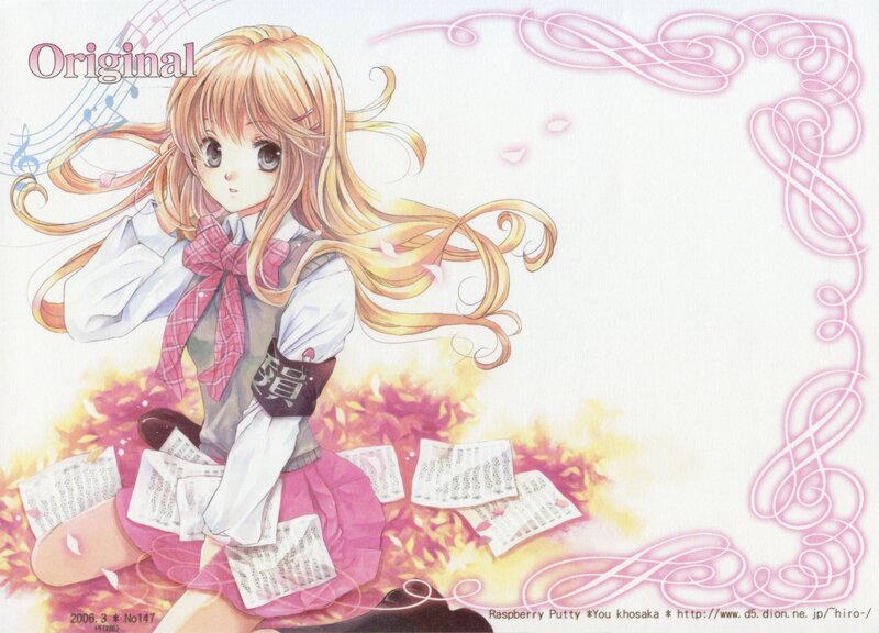 Anime girl with music sheets