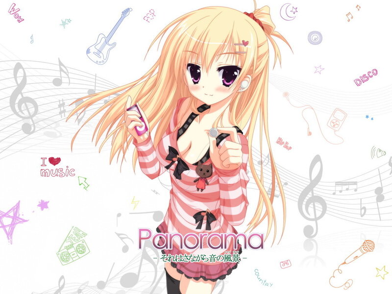 Anime girl with music theme