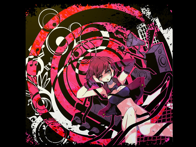 anime girl with music theme