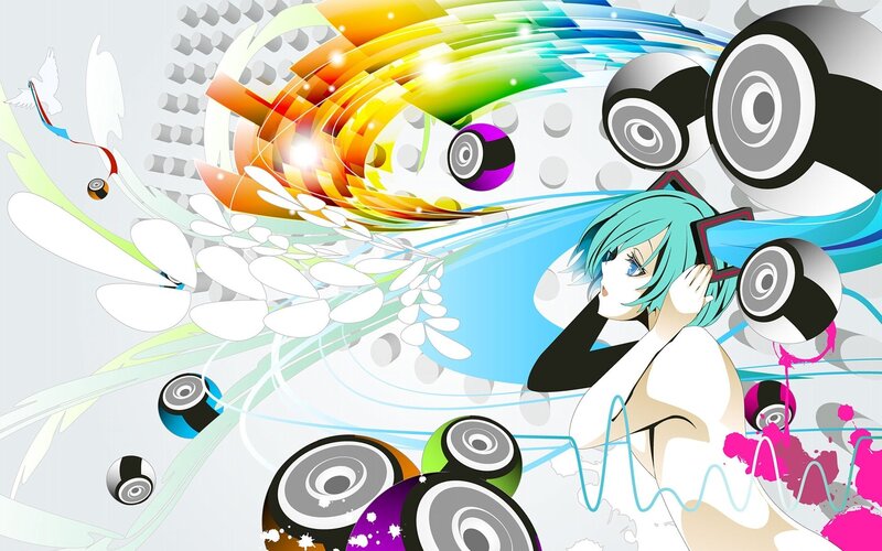 anime girl with music theme