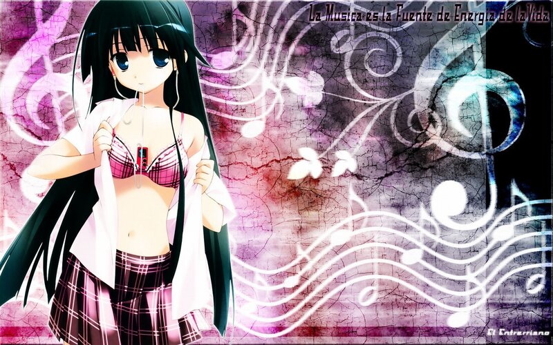 anime girl with music theme
