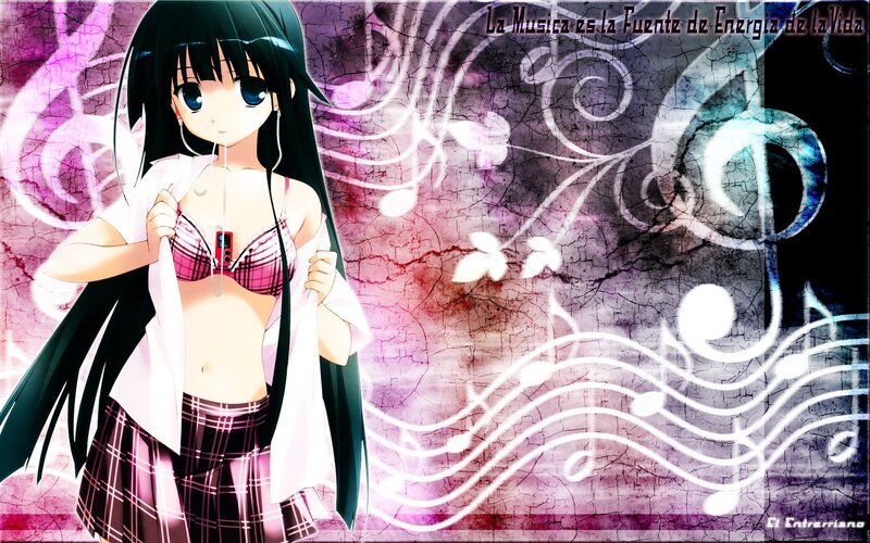 anime girl with music theme