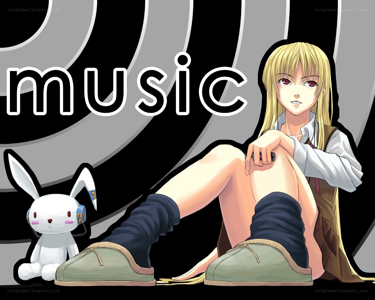 Anime girl with music theme