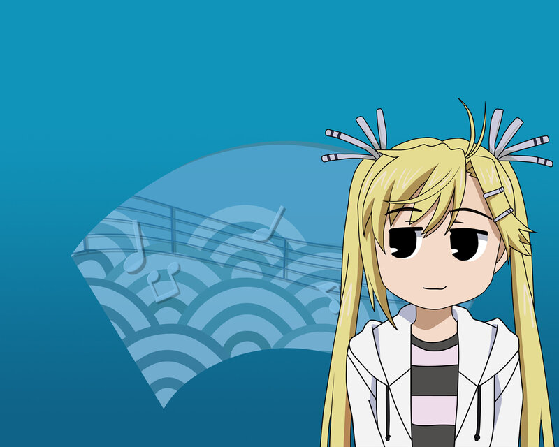 anime girl with musical background
