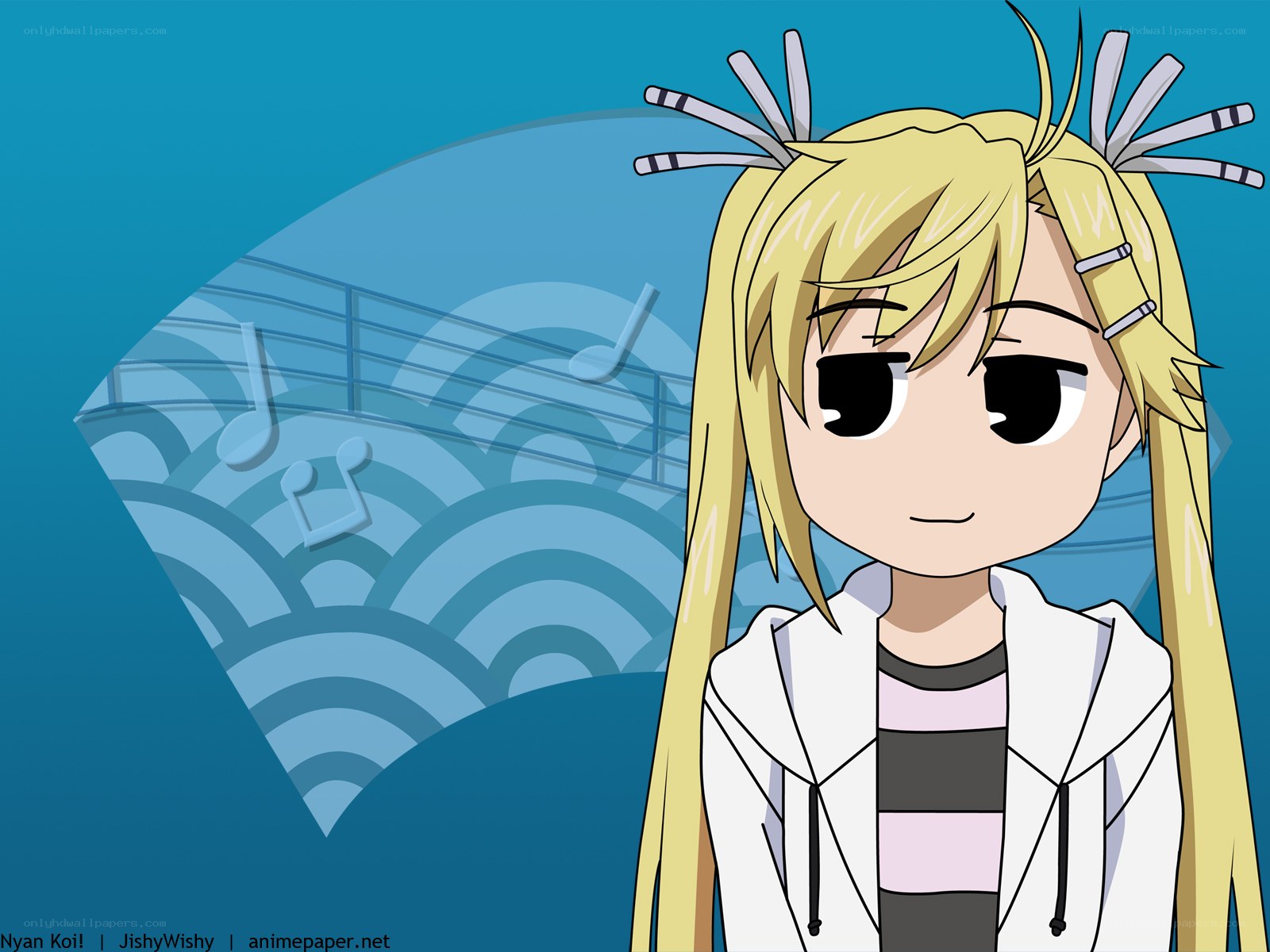 anime girl with musical background
