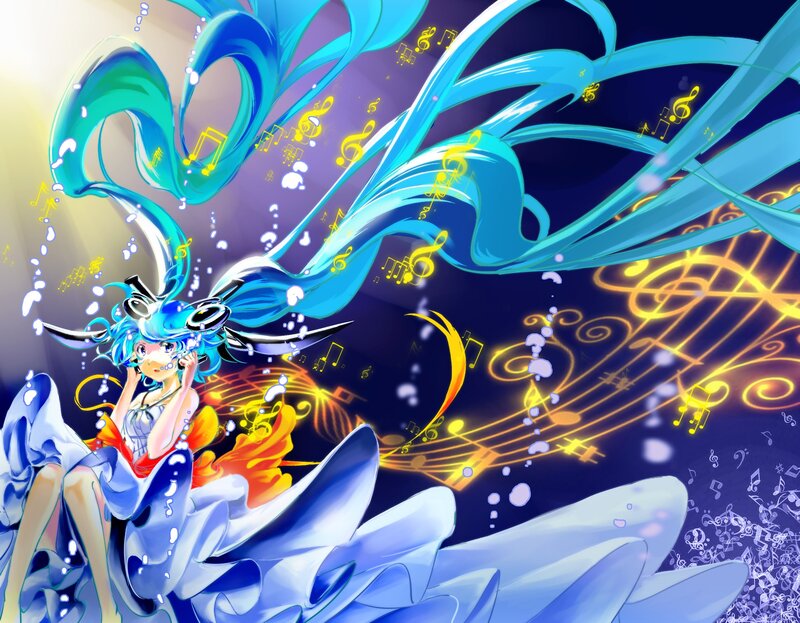 Anime girl with musical notes
