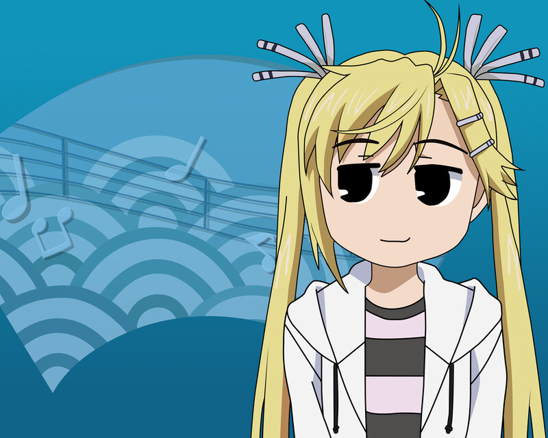 anime girl with musical notes