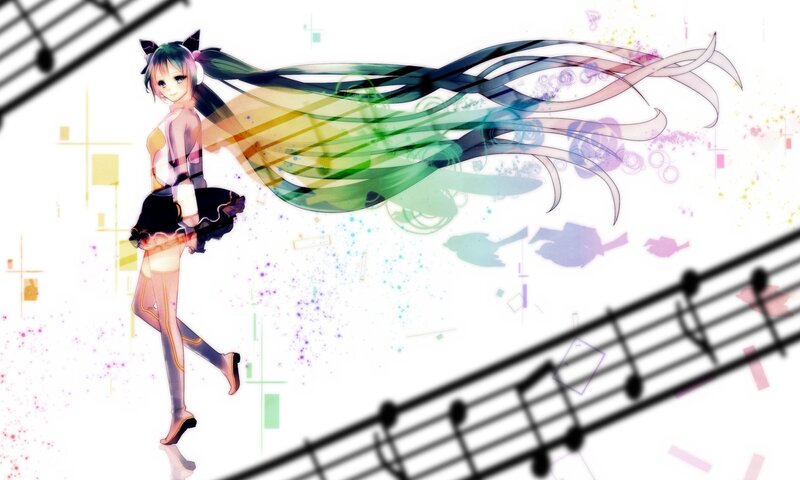 anime girl with musical notes