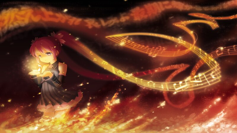 Anime girl with musical notes