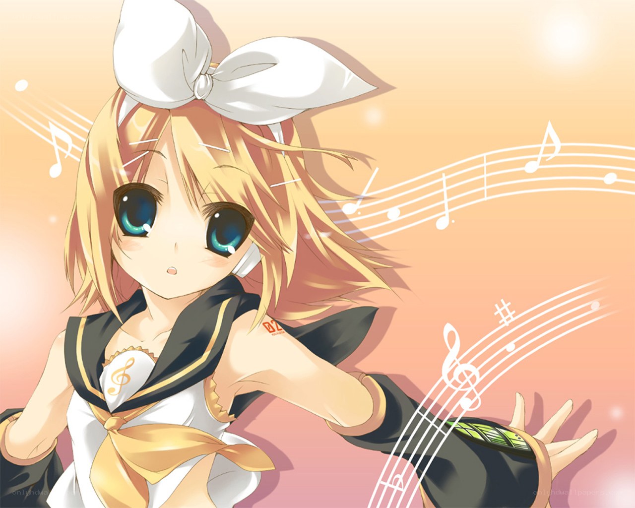 anime girl with musical notes