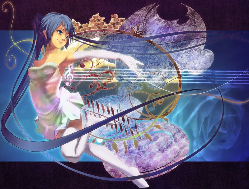 anime girl with musical theme