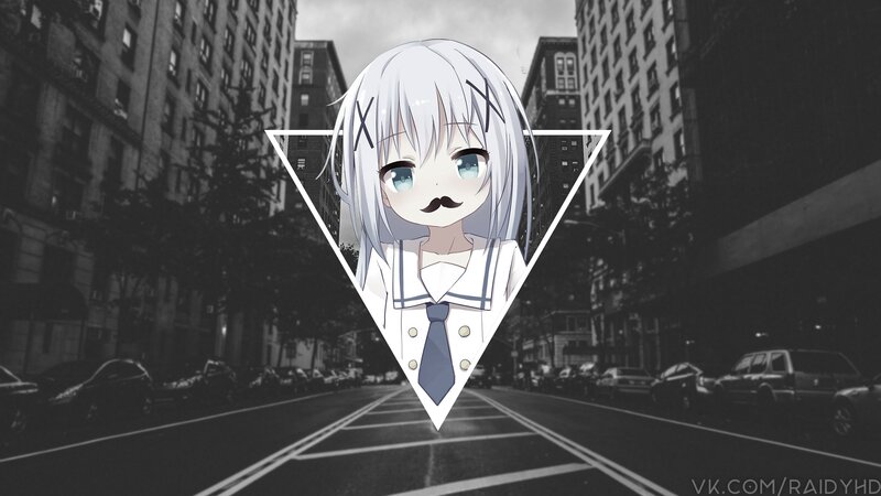 Anime Girl with Mustache