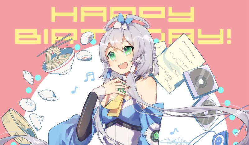 Anime Girl with Noodles — Pink