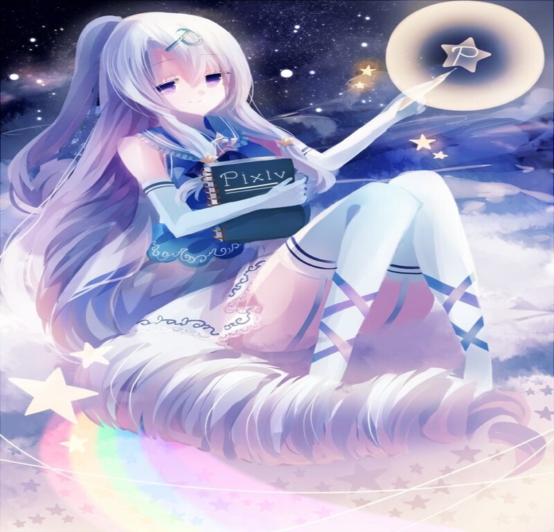Anime Girl with Notebook — Purple