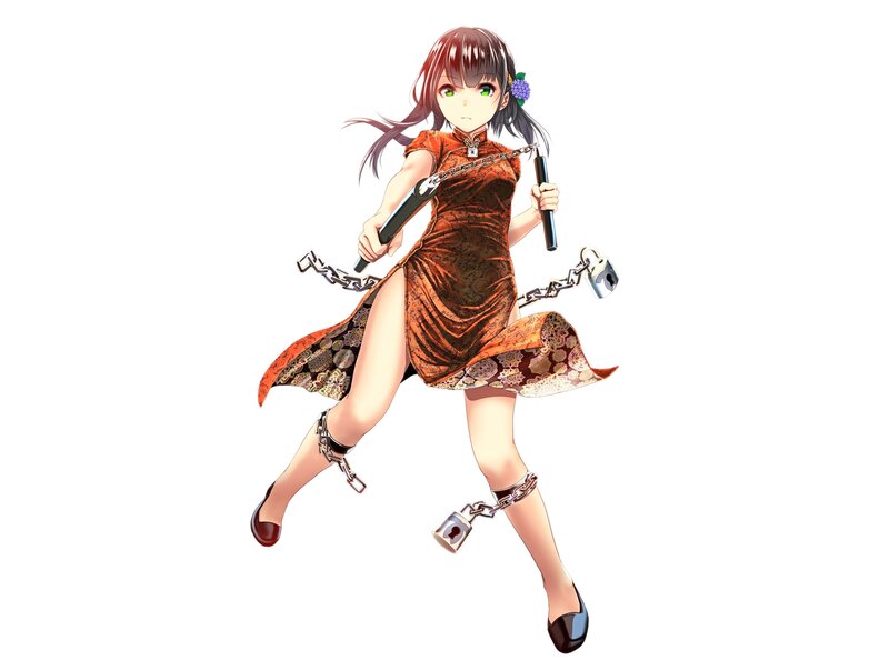 Anime Girl with Nunchucks — Brown