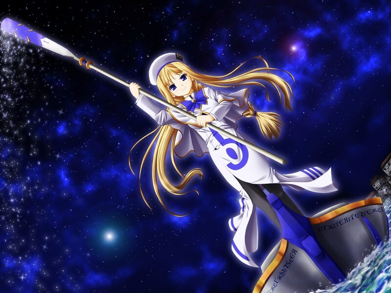 anime girl with oar in space