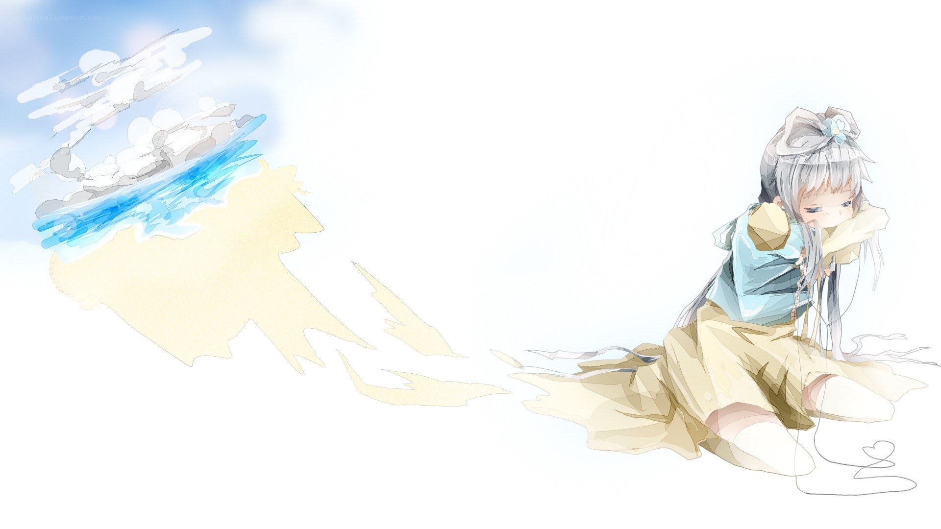 anime girl with ocean shadow