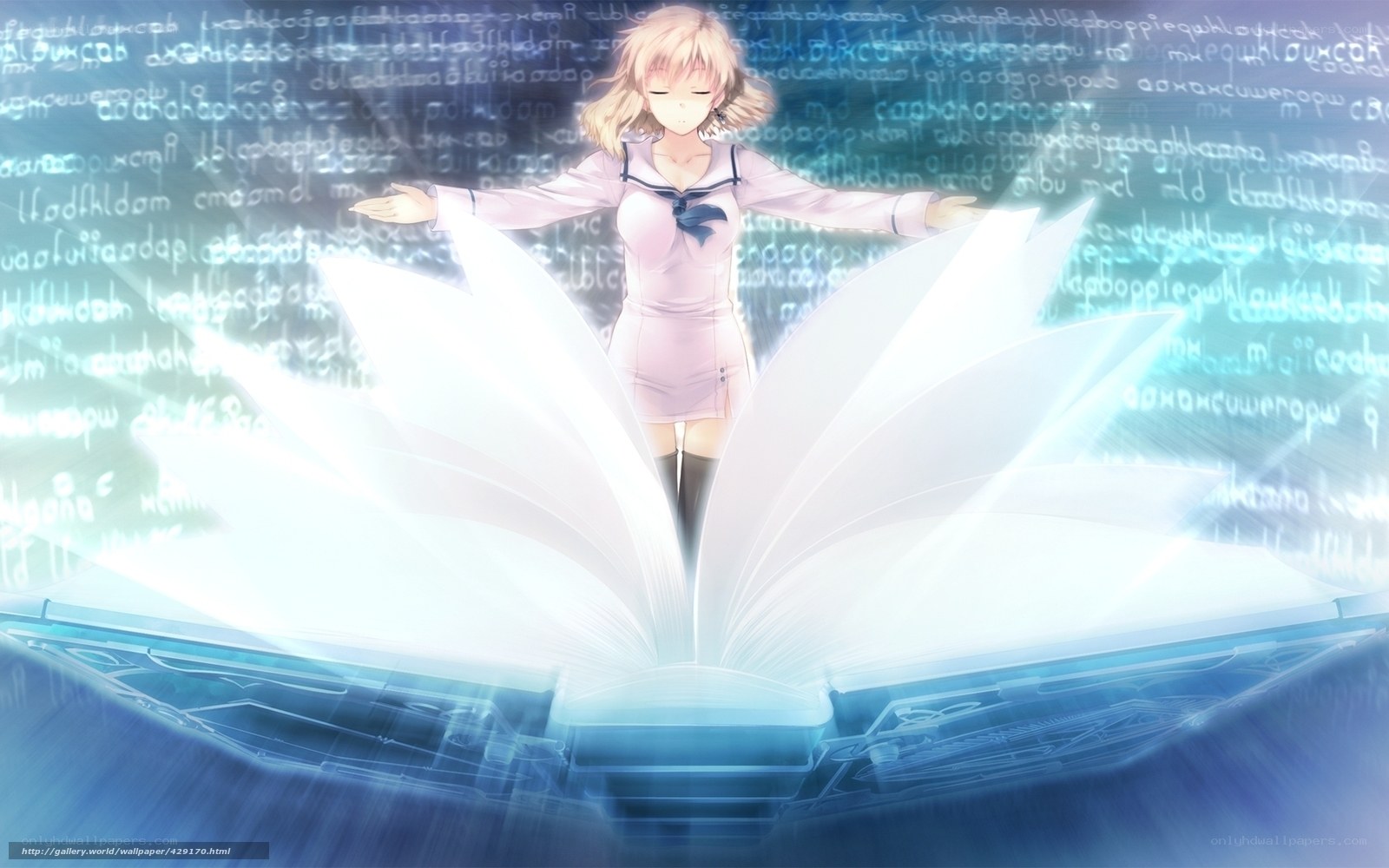 Anime girl with open book