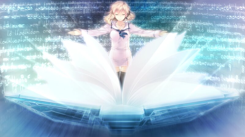 anime girl with open book