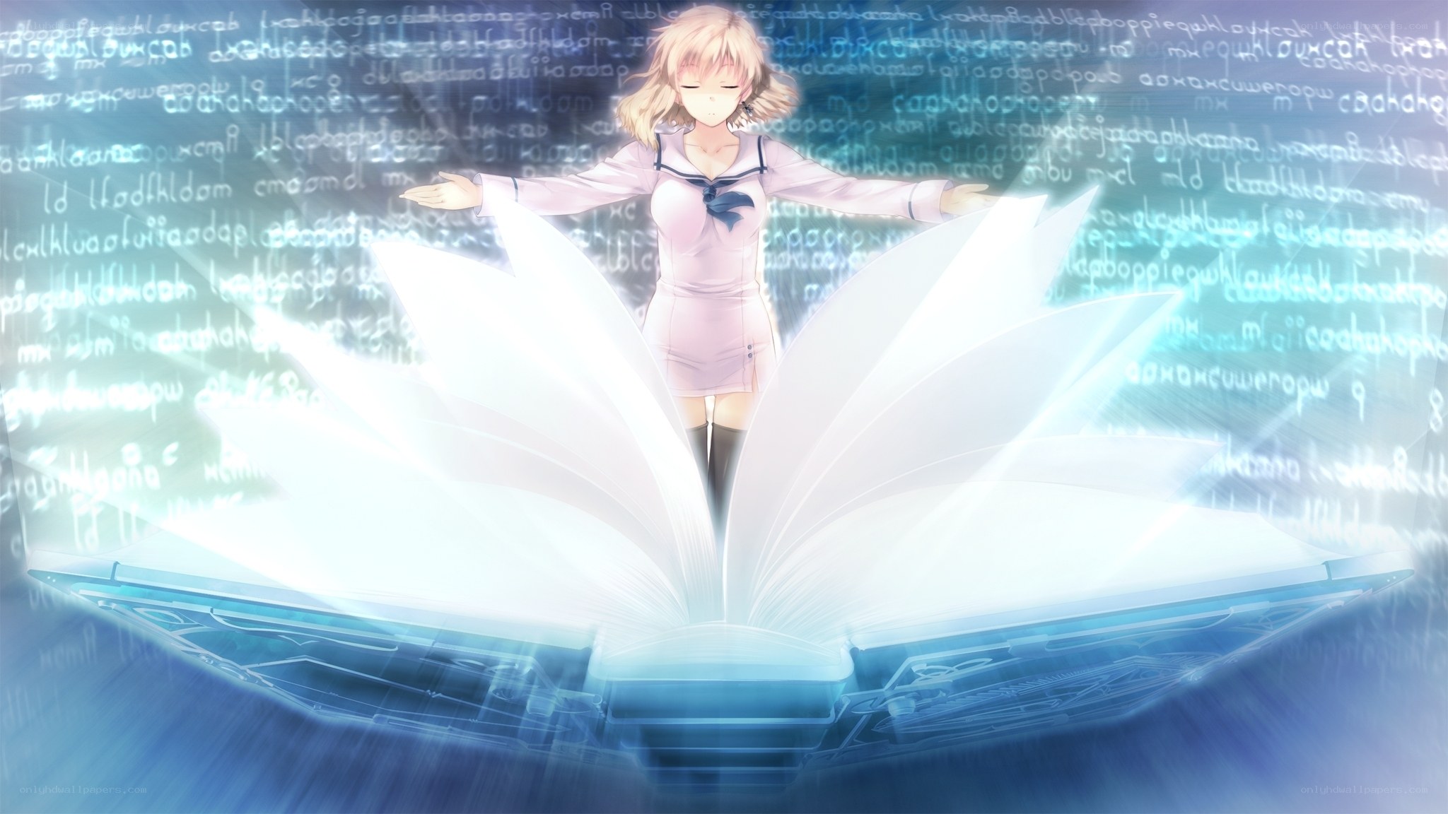 anime girl with open book