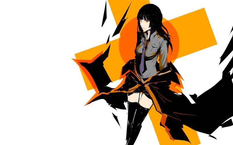 anime girl with orange background