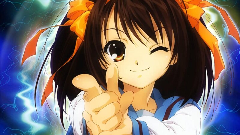 anime girl with orange bow